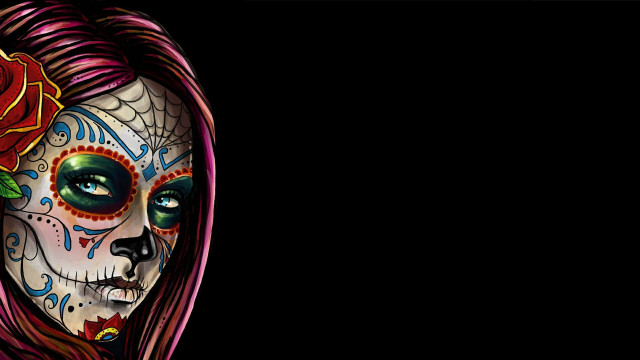 Woman rose sugar skull black free wallpaper for desktop - medium preview image