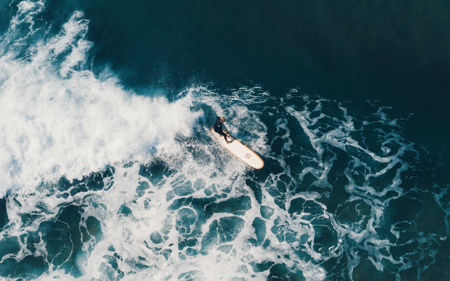 Surfing wave ocean portrait blue free wallpaper for desktop - medium preview image