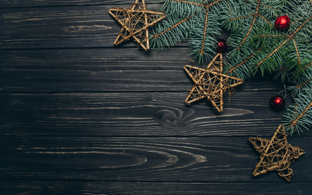 Christmas tree branch star ornament free wallpaper for desktop - medium preview image