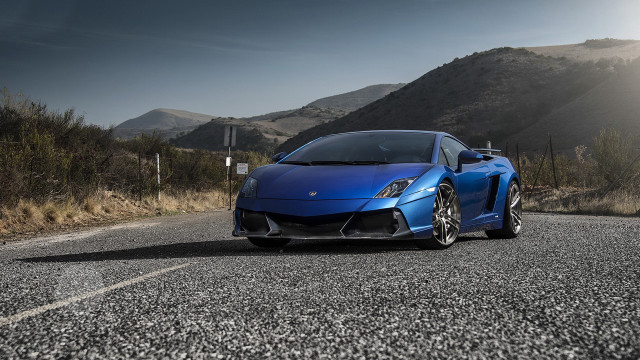 Blue sports car mountains 3d free wallpaper for desktop - medium preview image