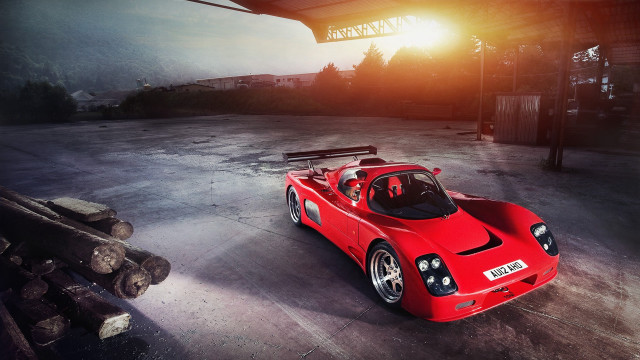 Red sports car parking lot #62 free wallpaper for desktop - medium preview image
