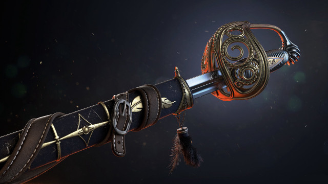 Sword decorative handle feather space free wallpaper for desktop - medium preview image