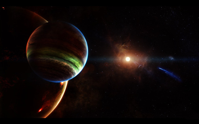 Planet brightlight distantobject spaceart aurora free wallpaper for desktop - medium preview image