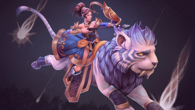 Woman white lion sword star free wallpaper for desktop - medium preview image
