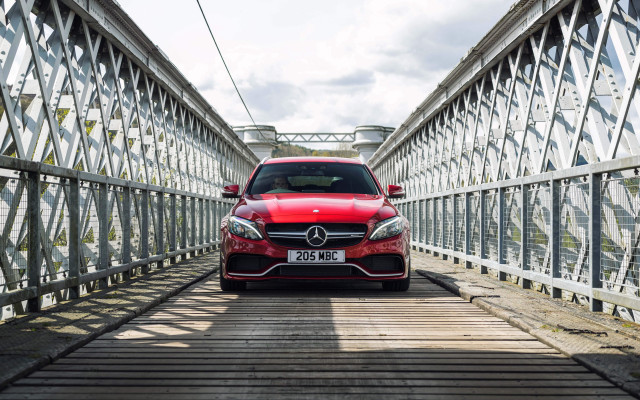 Red car bridge sky metal free wallpaper for desktop - medium preview image