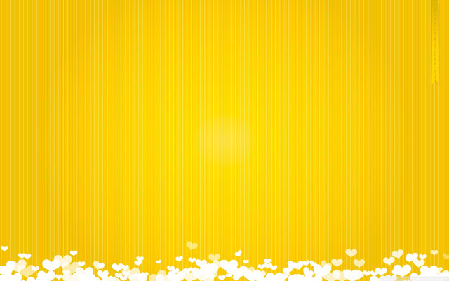 Yellow background white hearts text free wallpaper for desktop - medium preview image
