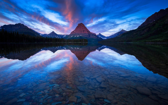 Mountain reflection sunset colorful sky #5 free wallpaper for desktop - medium preview image