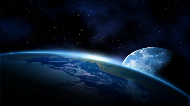 Earth space moon horizon fireworks free wallpaper for desktop - medium preview image