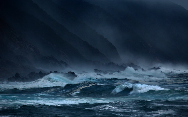 Stormy ocean lighthouse rough waves free wallpaper for desktop - medium preview image