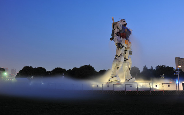 Robot statue baseball bat night free wallpaper for desktop - medium preview image
