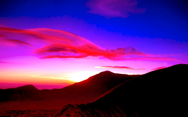 Sunset mountain range pink blue #2 free wallpaper for desktop - medium preview image