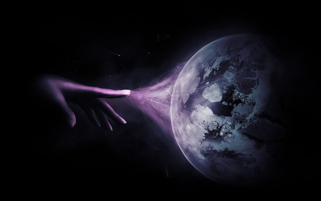 Hand light planet star milkyway free wallpaper for desktop - medium preview image