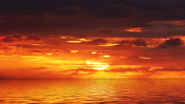 Sunset ocean plane sky clouds free wallpaper for desktop - medium preview image