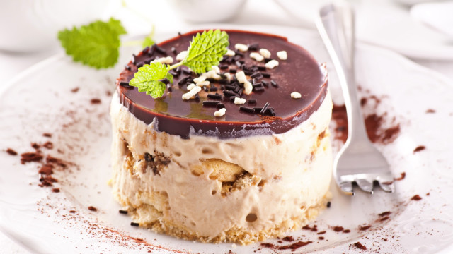 Cake mint chocolate plate fork free wallpaper for desktop - medium preview image