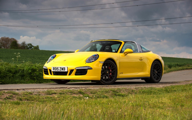 Yellow sports car road grass free wallpaper for desktop - medium preview image
