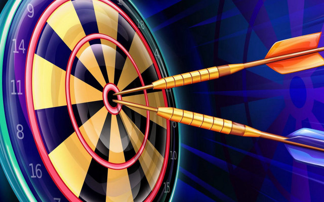 Dartboard center blue background shiny free wallpaper for desktop - medium preview image