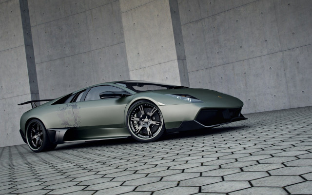 Silver sports car concrete wall free wallpaper for desktop - medium preview image