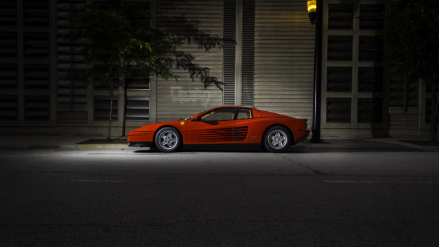 Red sports car night headlight free wallpaper for desktop - medium preview image