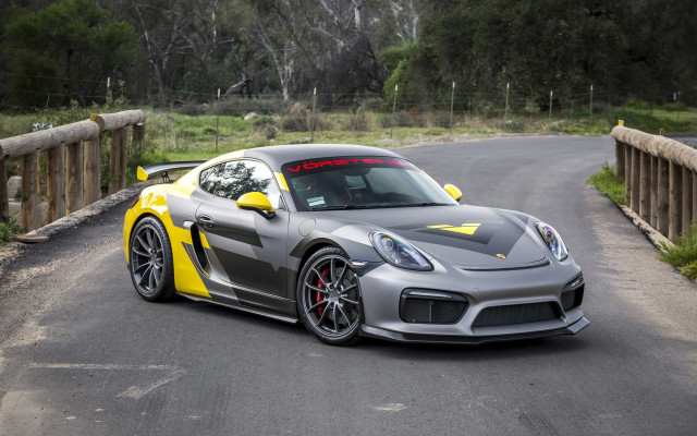 Grey yellow sports car driving free wallpaper for desktop - medium preview image