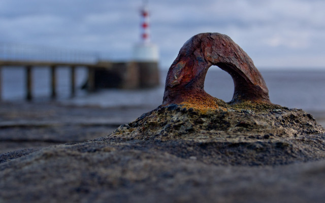 Wood sand lighthouse clouds abstract free wallpaper for desktop - medium preview image