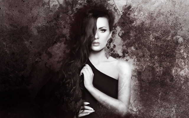 Woman gothic black dress starry free wallpaper for desktop - medium preview image