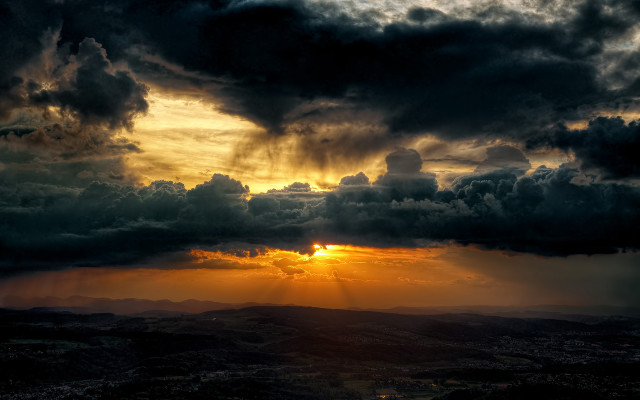Sunset dark cloud sunshine valley free wallpaper for desktop - medium preview image