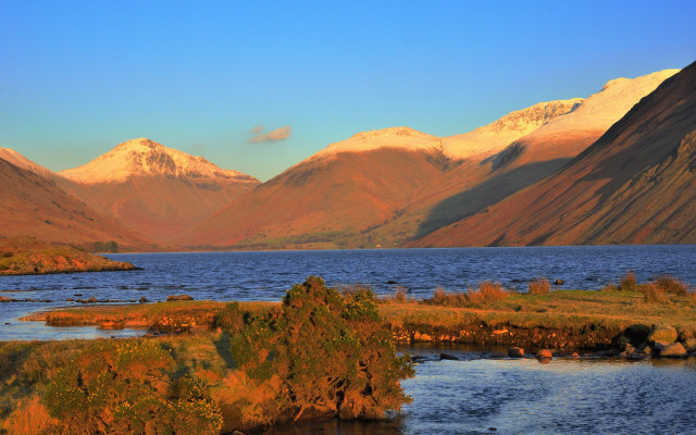 River valley mountains snowy sky free wallpaper for desktop - medium preview image