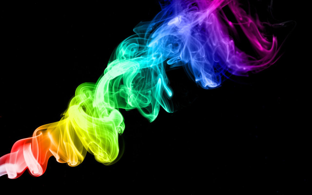 Rainbow smoke dark sky black free wallpaper for desktop - medium preview image