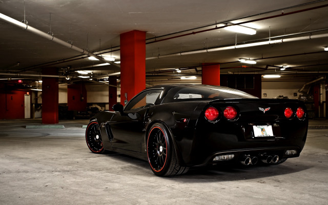 Black sports car parking garage #14 free wallpaper for desktop - medium preview image