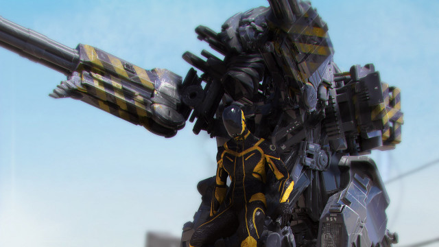 Large robot yellow black mecha free wallpaper for desktop - medium preview image