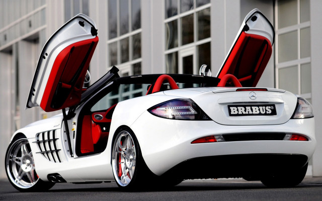 White mercedes sls red seats free wallpaper for desktop - medium preview image