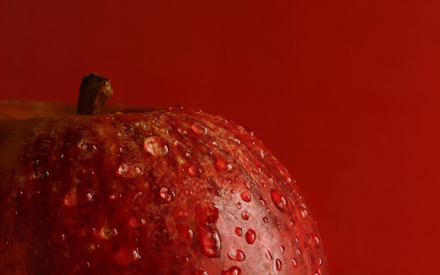 Red apple water droplets macro #4 free wallpaper for desktop - medium preview image