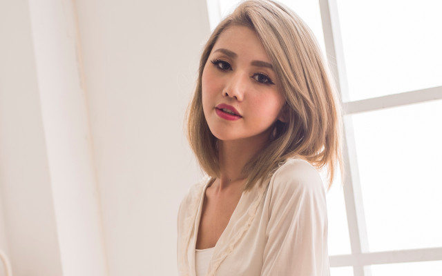 Woman redlipstick window portrait orphism free wallpaper for desktop - medium preview image