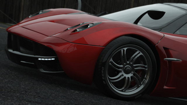 Red sports car street fence free wallpaper for desktop - medium preview image