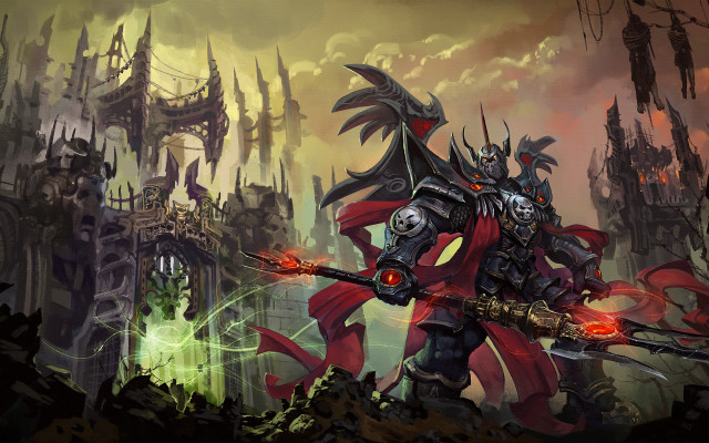 Fantasy armor sword demon fire free wallpaper for desktop - medium preview image