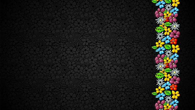 Flower border colorful black background free wallpaper for desktop - medium preview image