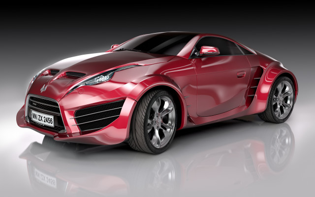 Red sports car studio reflective #2 free wallpaper for desktop - medium preview image