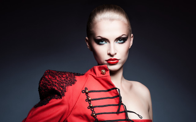 Woman reddress blacklace redjacket americanbarbizon free wallpaper for desktop - medium preview image