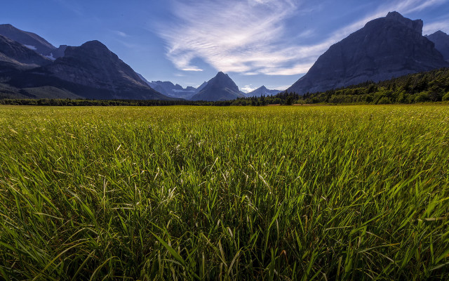 Grass mountains sky clouds nature free wallpaper for desktop - medium preview image