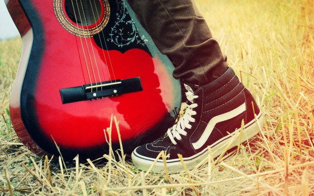 Person field guitar cellphone grunge free wallpaper for desktop - medium preview image