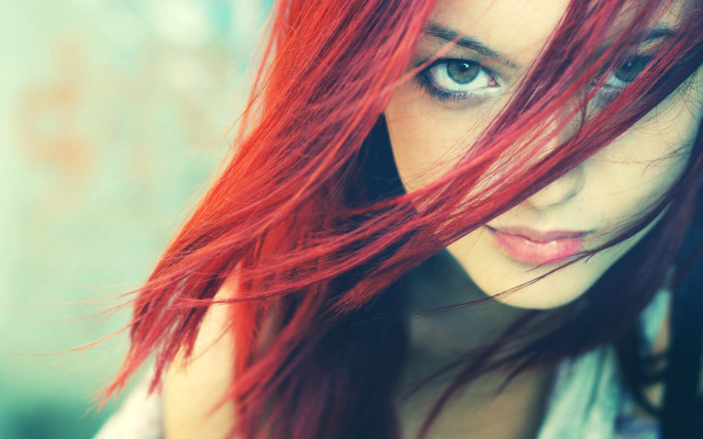 Red haired woman blue eyes #16 free wallpaper for desktop - medium preview image