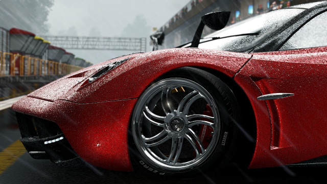 Red sports car rainy road #3 free wallpaper for desktop - medium preview image