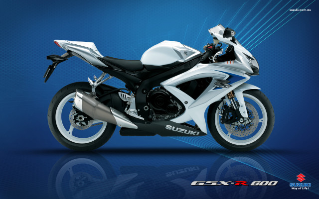 White black motorcycle blue background free wallpaper for desktop - medium preview image