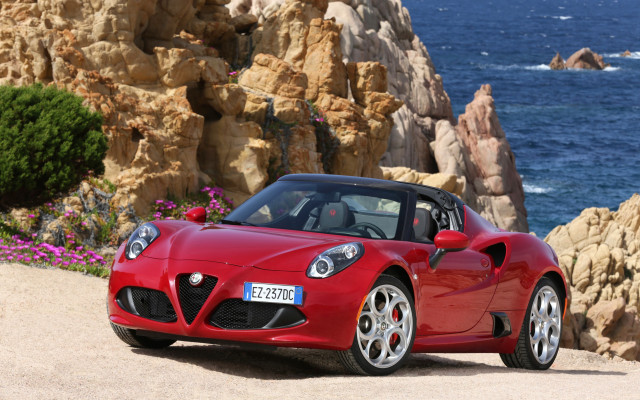 Red sports car beach ocean #2 free wallpaper for desktop - medium preview image