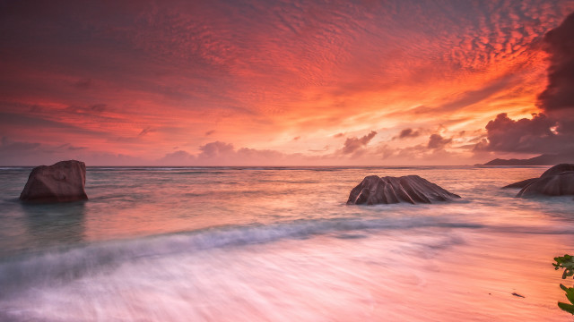 Sunset ocean rocks red sky #2 free wallpaper for desktop - medium preview image
