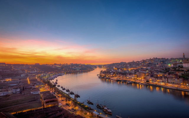River boats city sunset magic free wallpaper for desktop - medium preview image