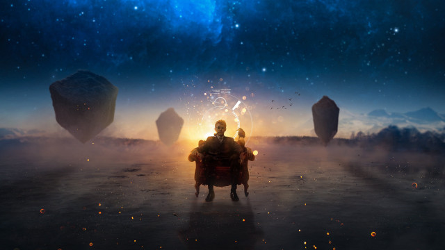 Space astronaut city sky moon free wallpaper for desktop - medium preview image