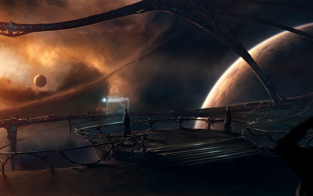 Sci fi space art night free wallpaper for desktop - medium preview image