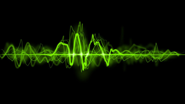 Green soundwave black background glowing free wallpaper for desktop - medium preview image