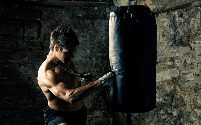 Boxing male muscular stone room free wallpaper for desktop - medium preview image